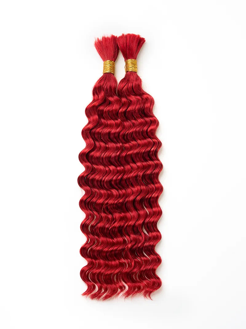 100% human braiding hair for Boho Braids 18 Inch 100g 2 Bundles Deep Wave Bulk No Weft 10A Curly Human Hair bulk unprocessed brazilian hair